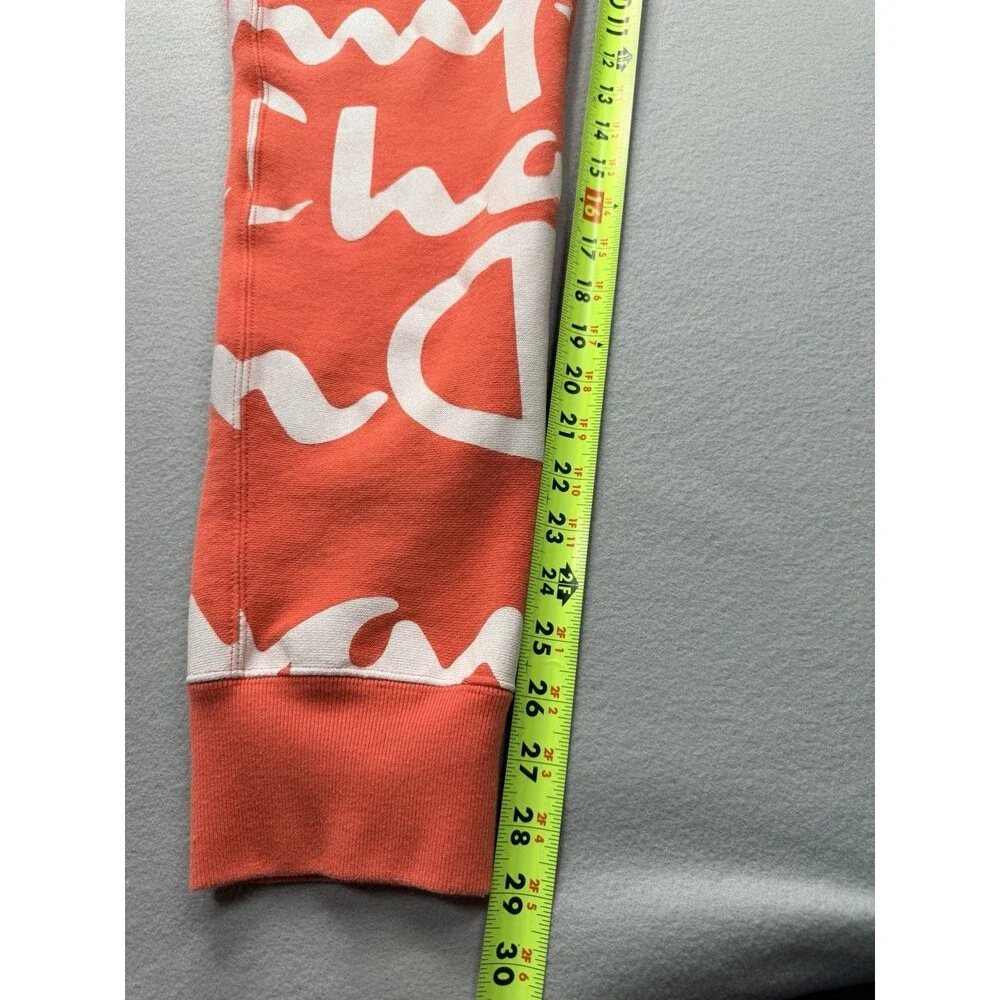 Champion Reverse Weave Giant Script Jogger Pants Orange White Size M